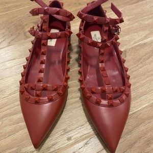 Valentino Garavani Red Rockstud Ballerina flats Women's Shoes size 39